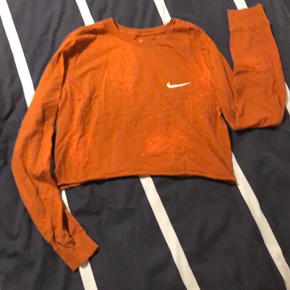 Orange Nike Crop Long-Sleeved Tee